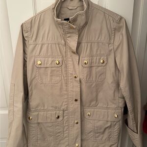 J. Crew Beige Utility Jacket with Gold Buttons